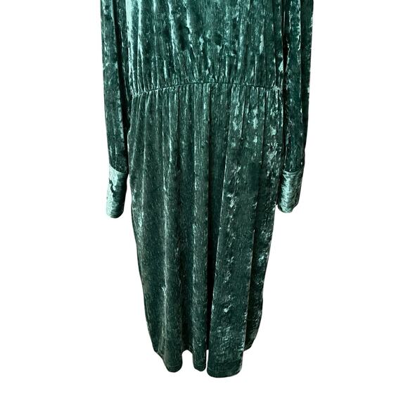 On 34th XL Midi Sheath Dress Green Crushed Velvet Long Sleeve Stretch - Picture 9 of 10